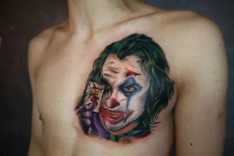 Joker chest tattoo for men