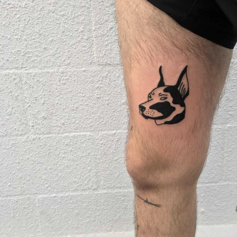 Doberman tattoo on the hip for men