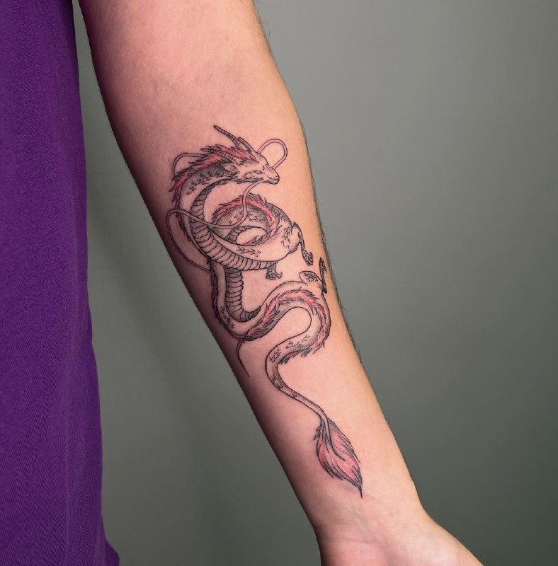 Dragon tattoo on the forearm for men