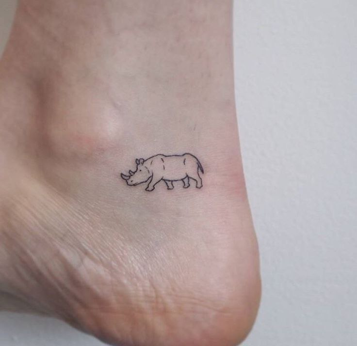 Rhinoceros tattoo on ankle for women