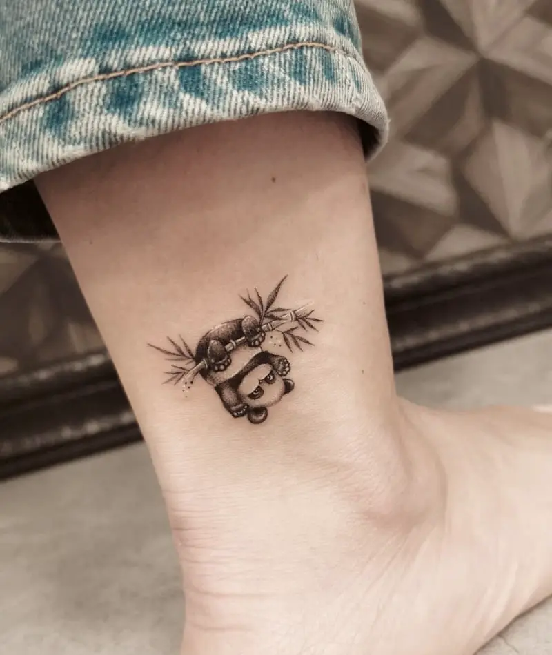 Panda tattoo on ankle for women