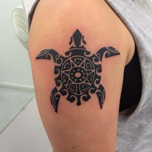 Turtle tattoo on the shoulder for women