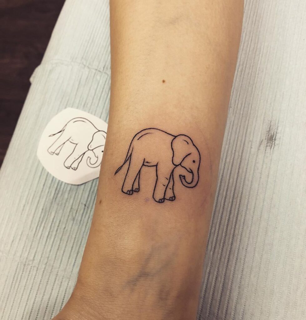 Elephant tattoo on the forearm for women