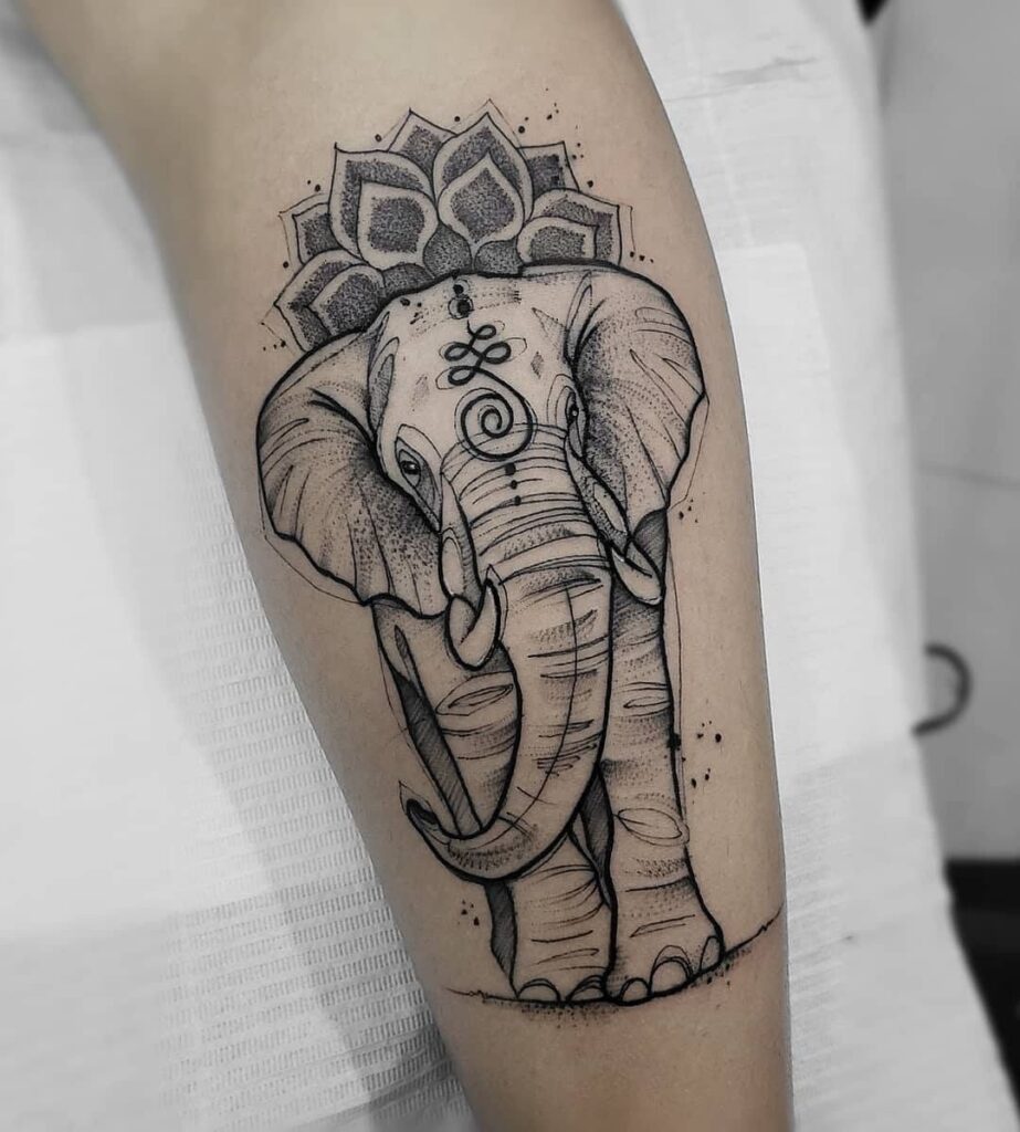 Elephant tattoo on the forearm for women