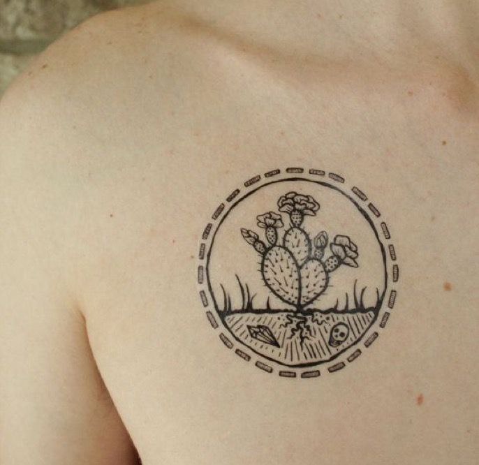 Cactus tattoo on the chest for men