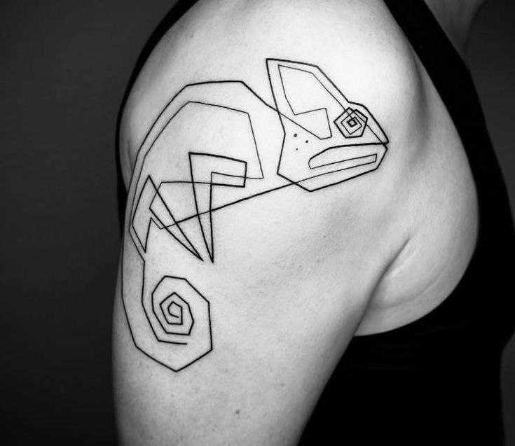 Chameleon tattoo on the shoulder for men