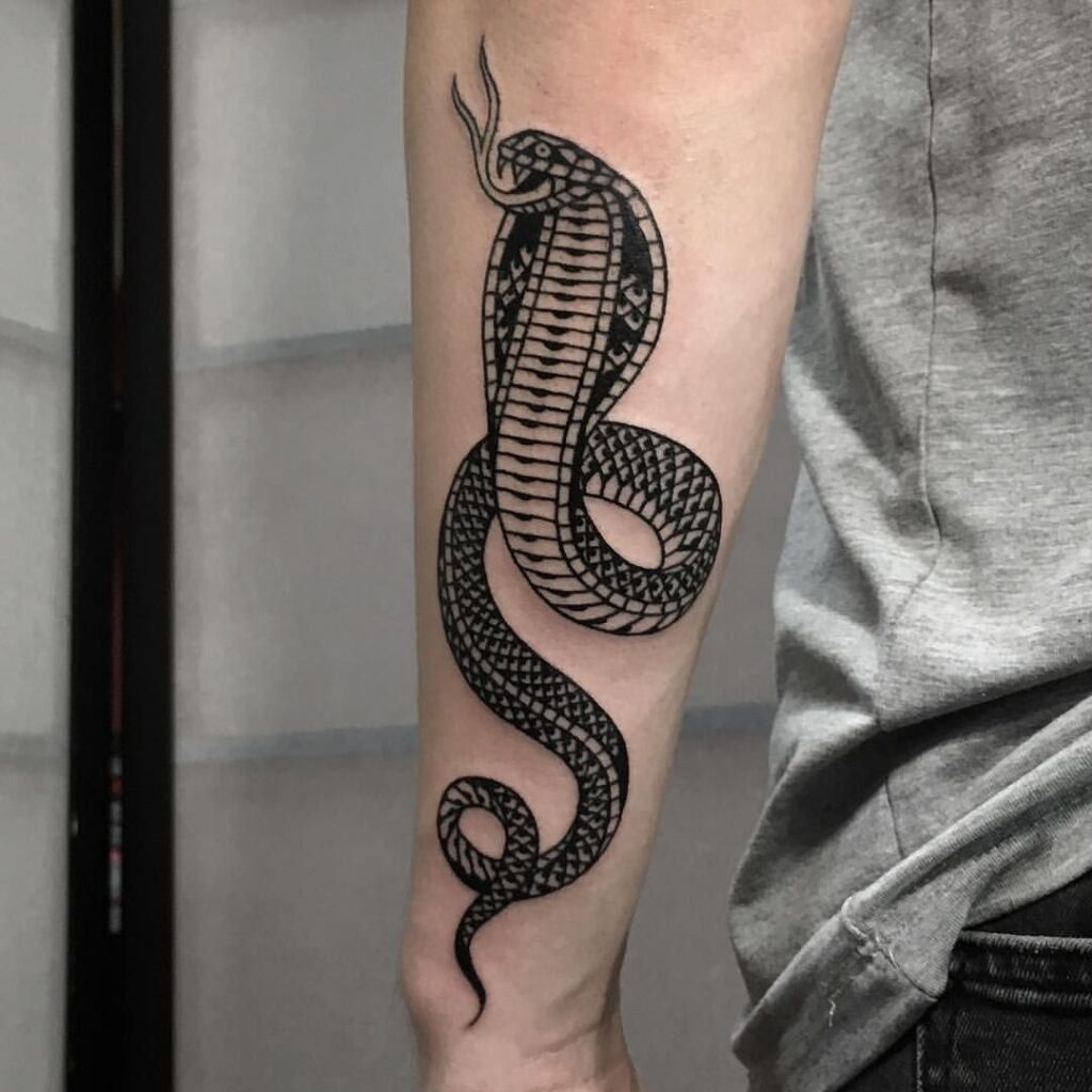 Cobra tattoo on the forearm for men