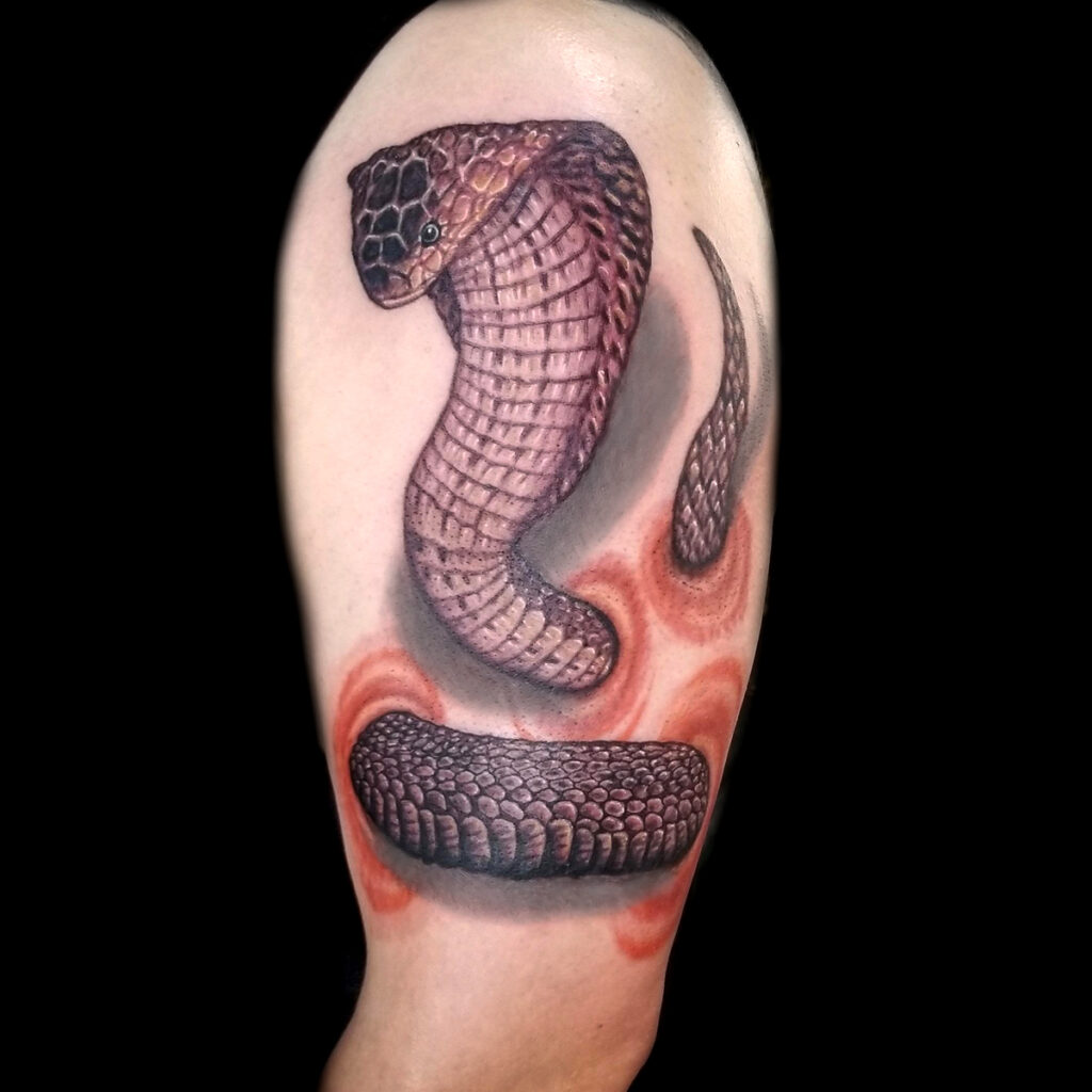 Cobra tattoo on the shoulder for men