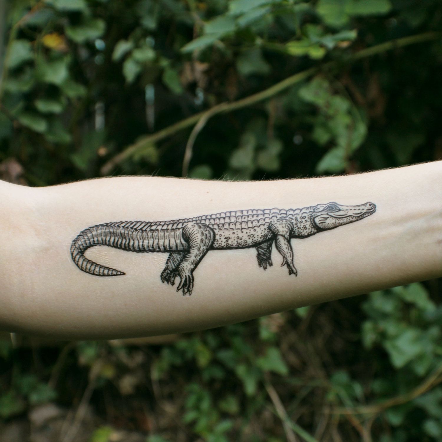 Tattoo of a crocodile on the forearm for men