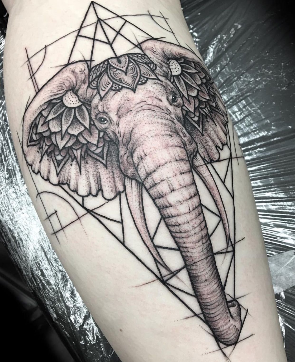 Elephant tattoo on the forearm for men