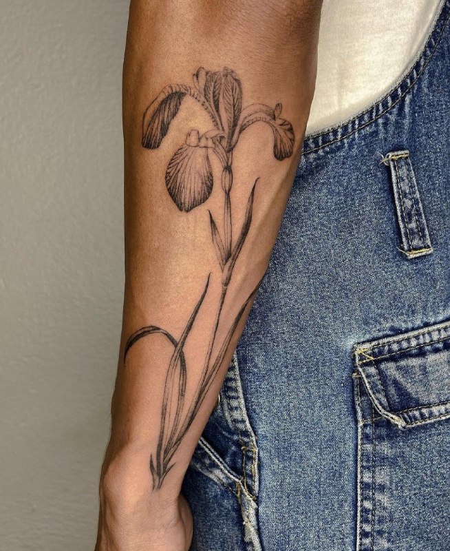 Iris tattoo on the forearm for women