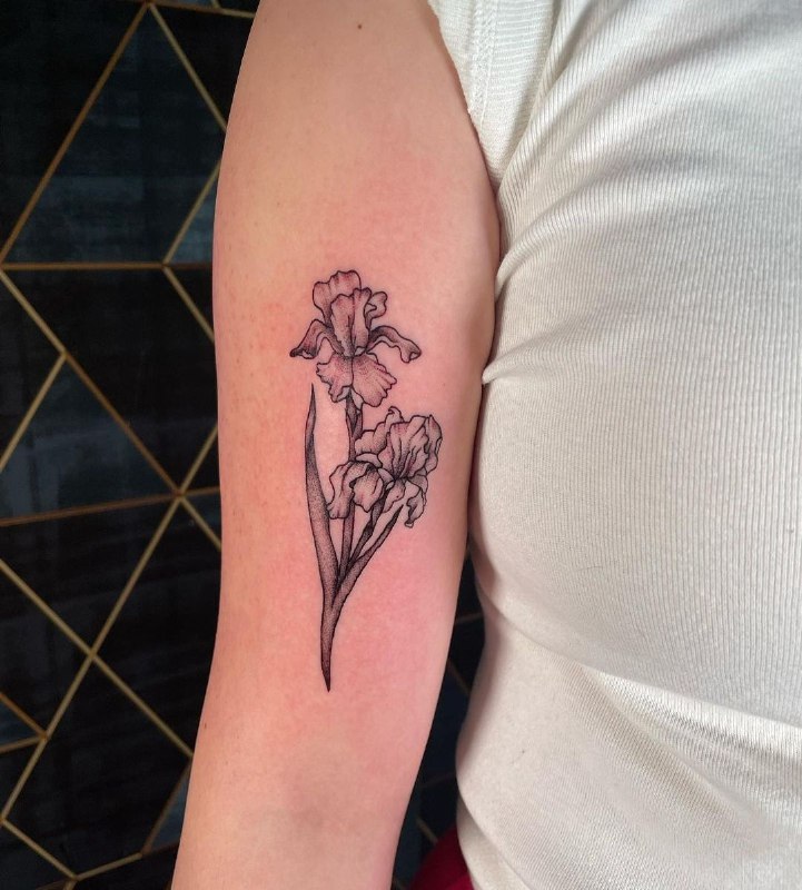 Iris tattoo on the shoulder for women