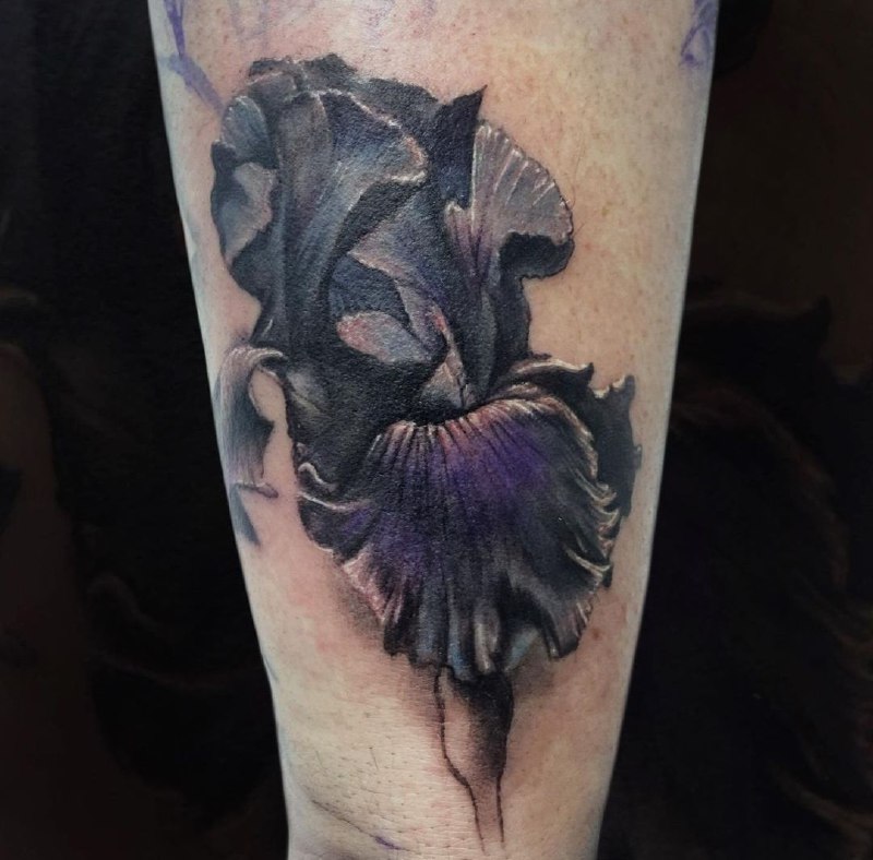 Color iris tattoo on the shoulder for men