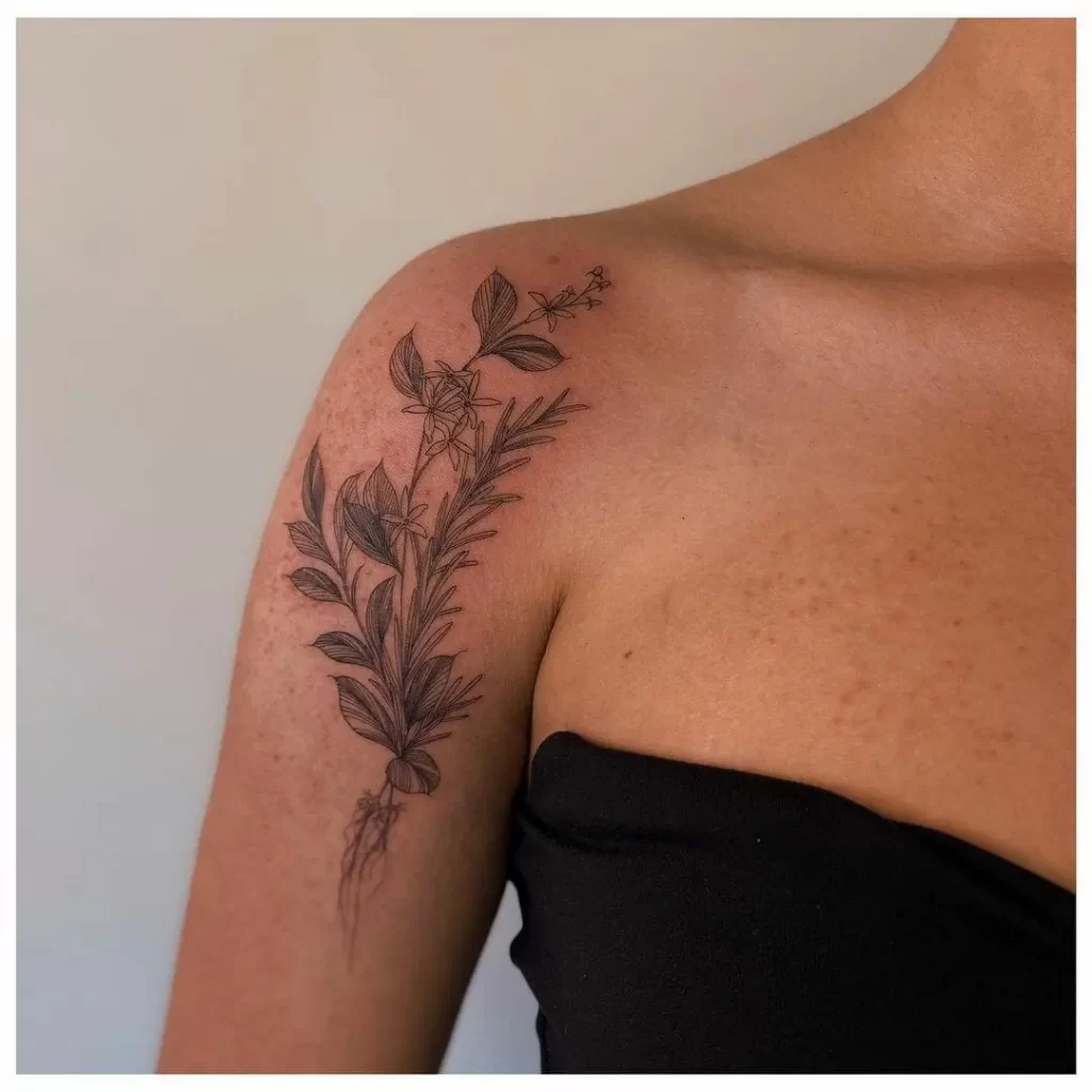 Jasmine shoulder tattoo for women