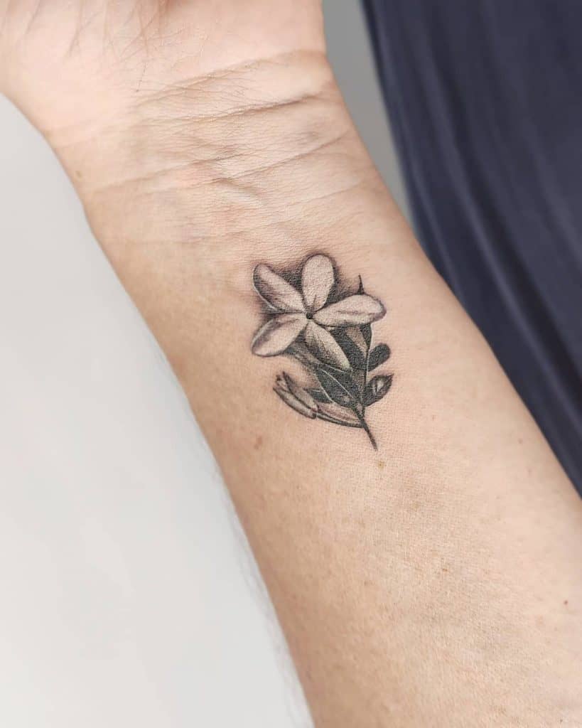 Jasmine tattoo on forearm for women