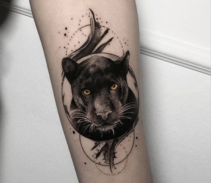 Panther tattoo on the forearm for women