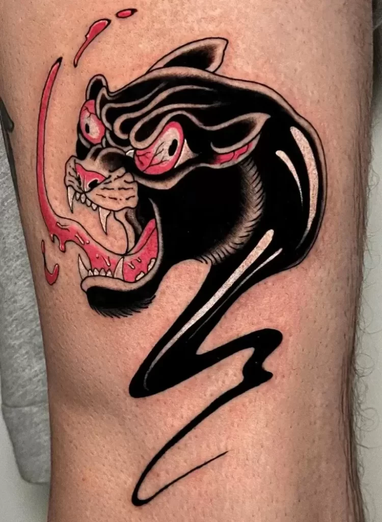 Panther tattoo on the hip for women