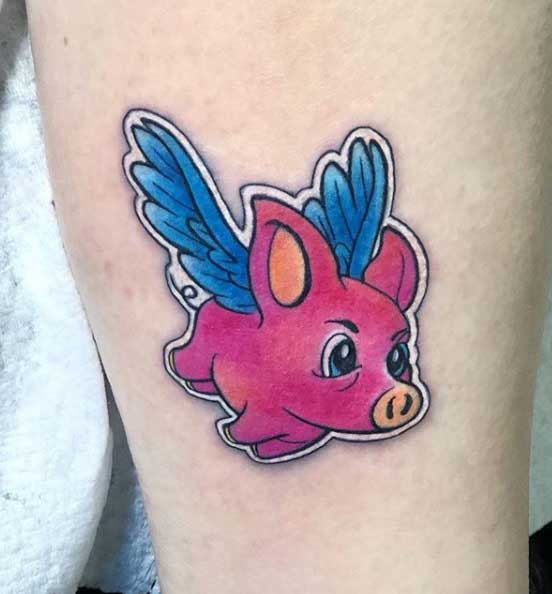 Pig tattoo on the side