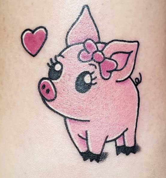 Pig tattoo on the back