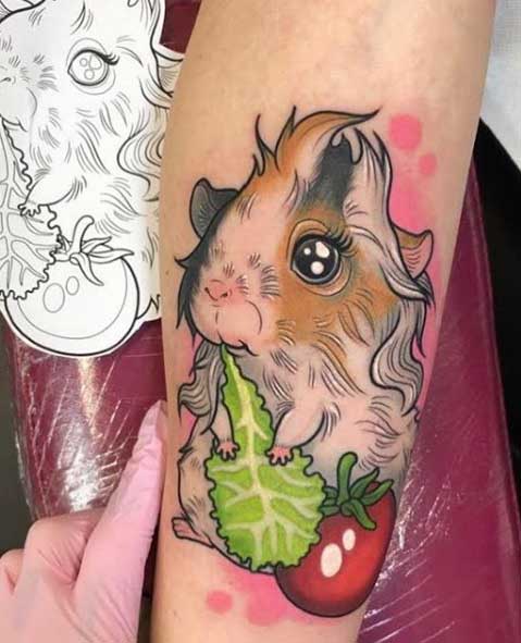 Guinea pig tattoo on the forearm for women