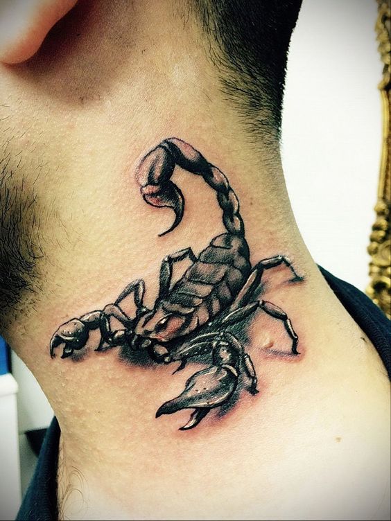 Scorpion neck tattoo for men