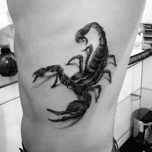 Scorpion tattoo on the side for men