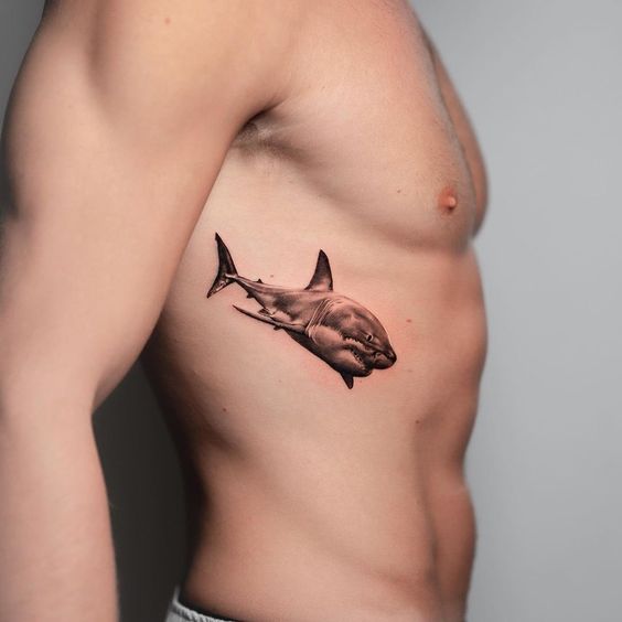 Shark tattoo on the side for men