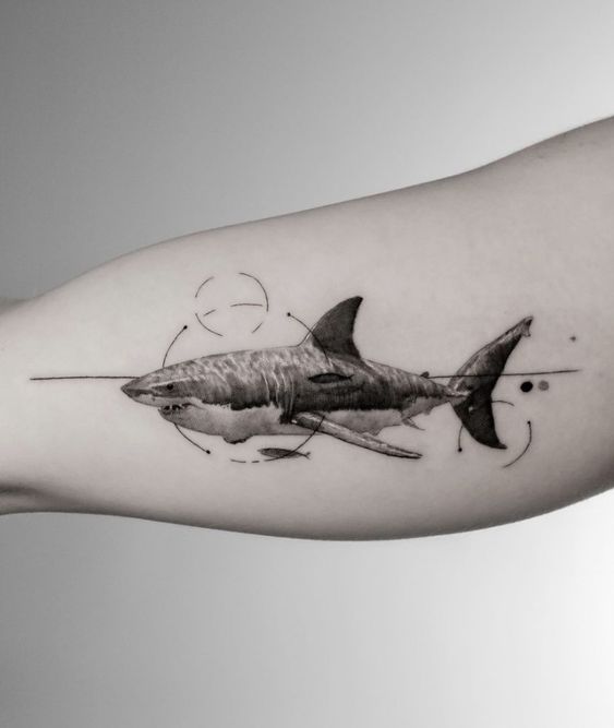 Shark tattoo on the shoulder for men