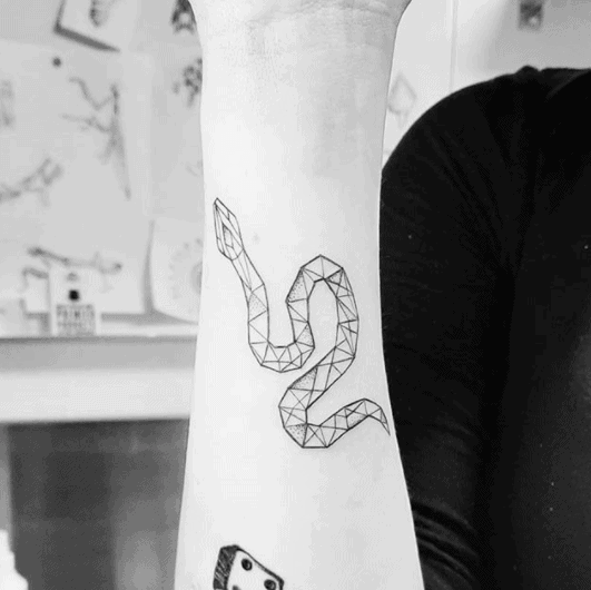 Snake tattoo on the forearm for women