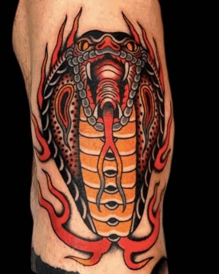 Snake tattoo on the shoulder for men