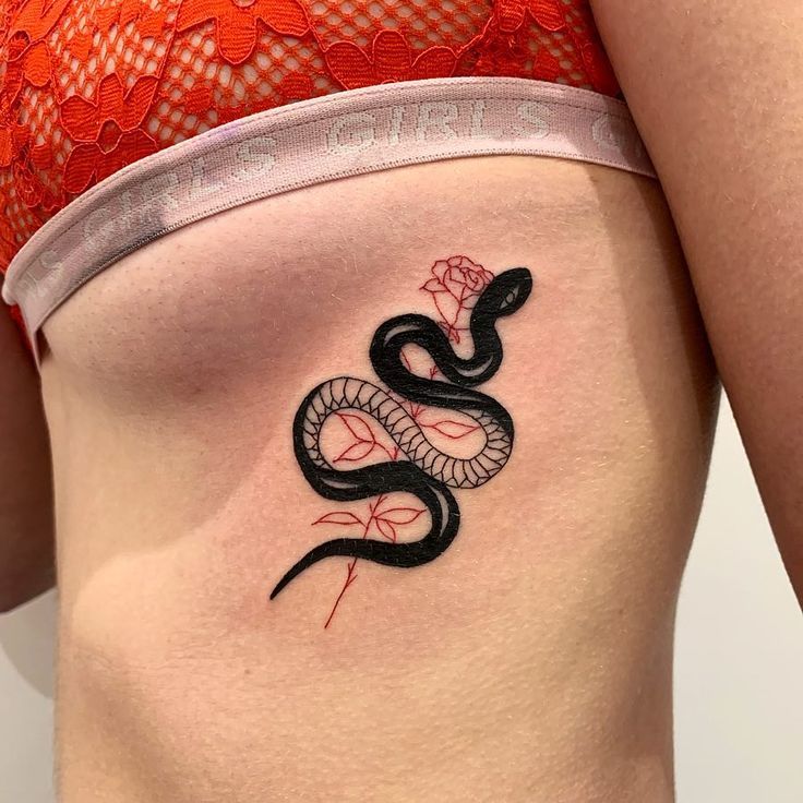 Snake tattoo on the side for women