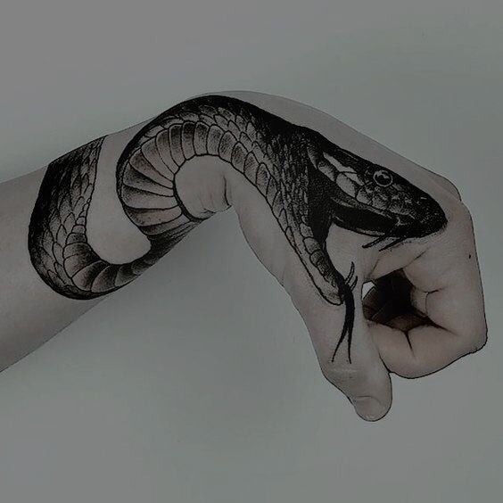 Snake tattoo on the arm for men