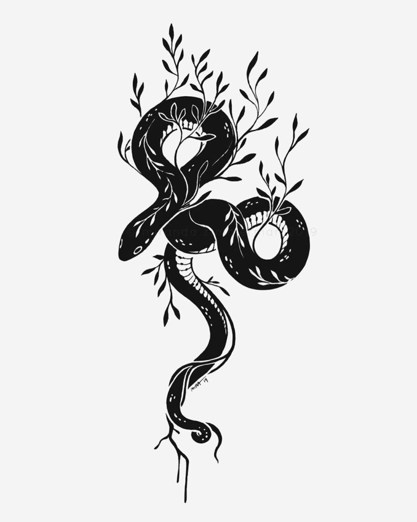 Sketch of a snake tattoo for women