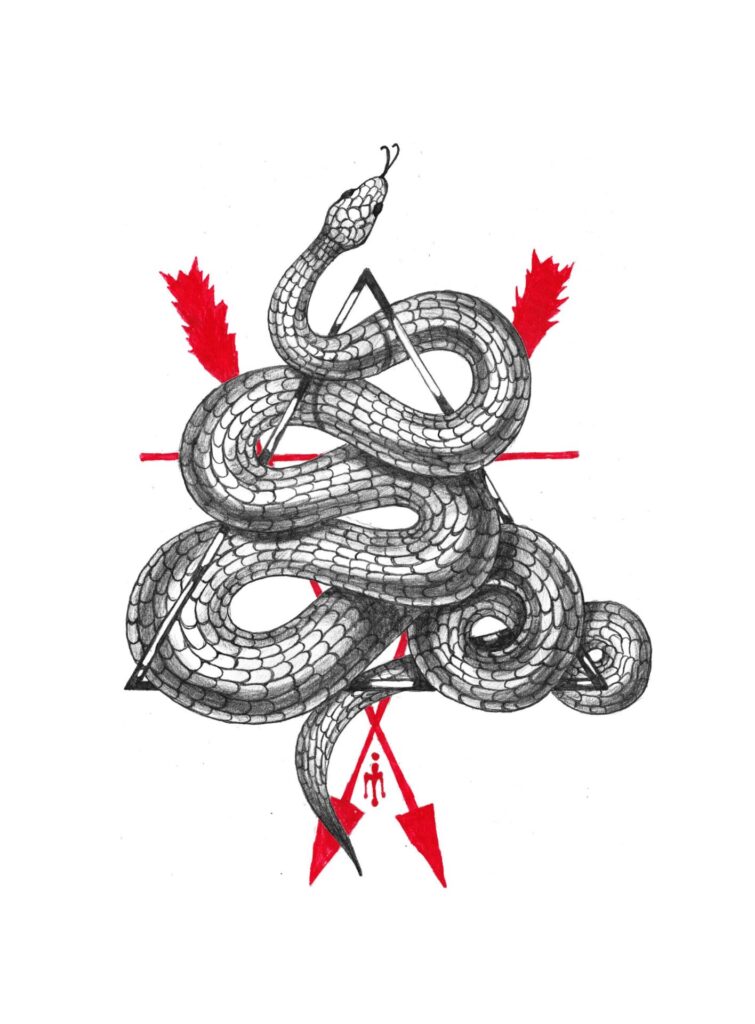 Sketch of a snake tattoo for women