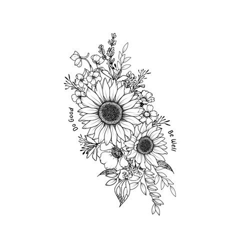 Sunflower tattoo sketch