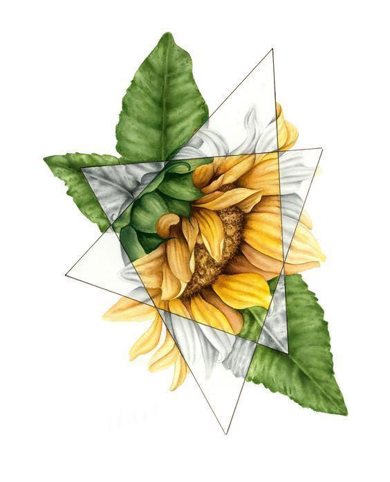 Color sketch of a sunflower tattoo