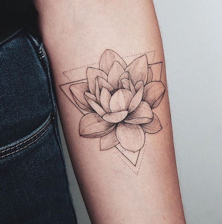 Lotus tattoo on forearm for women