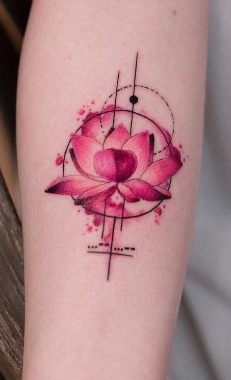 Color tattoo on the forearm for women