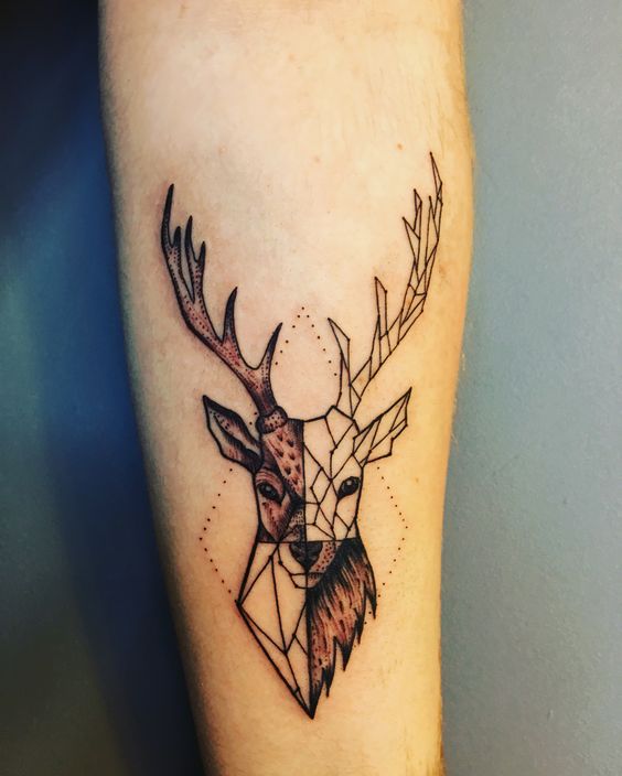 Tattoo of a deer on the forearm for men