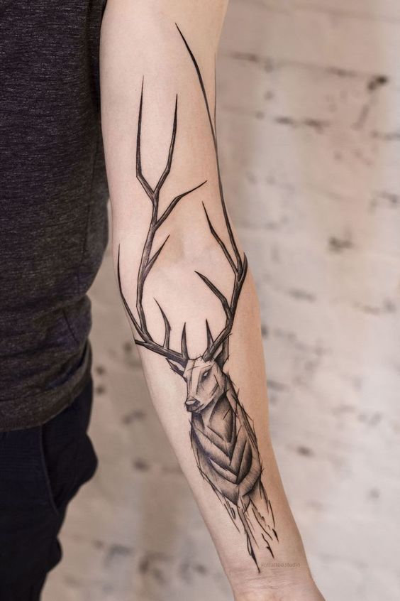 Tattoo of a deer on the arm for men