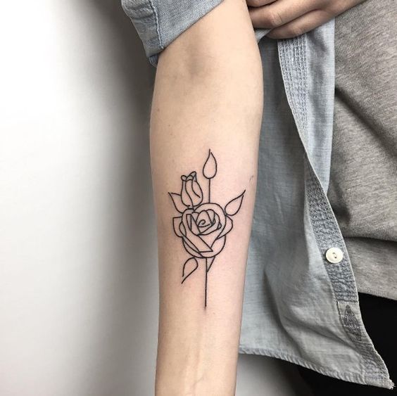 Rose tattoo on forearm for men