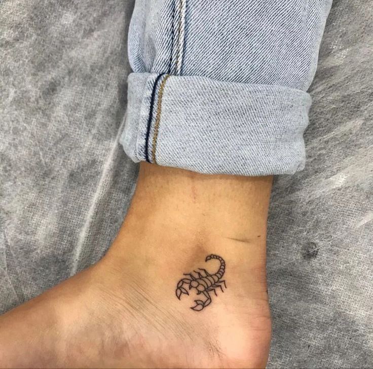 Tattoo of a scorpion on an ankle for women