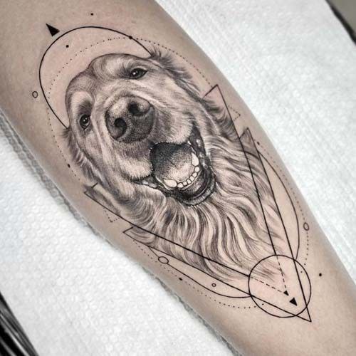 Tattoo of a dog on the forearm for men