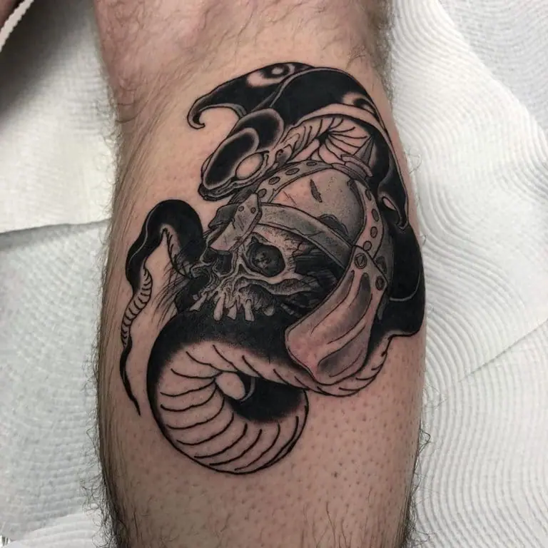 Cobra tattoo on calf for men