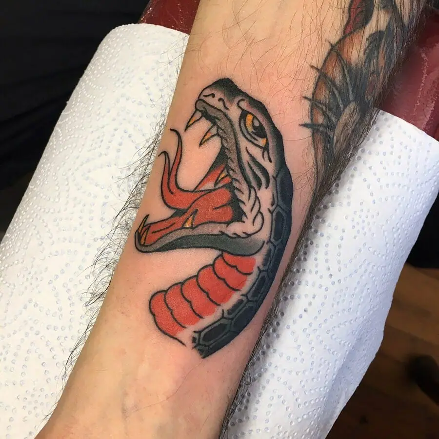 Cobra tattoo on the forearm for men