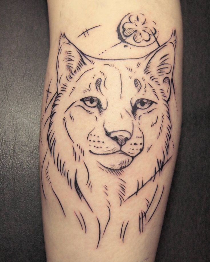 Lynx tattoo on the forearm for men