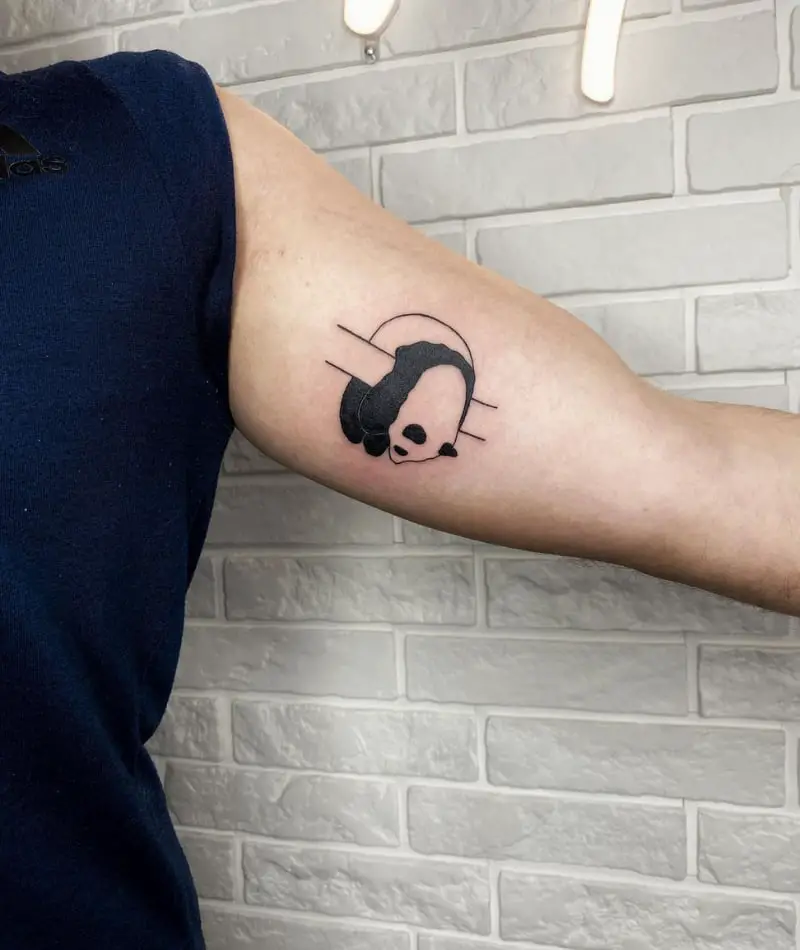 Panda tattoo on the shoulder for men