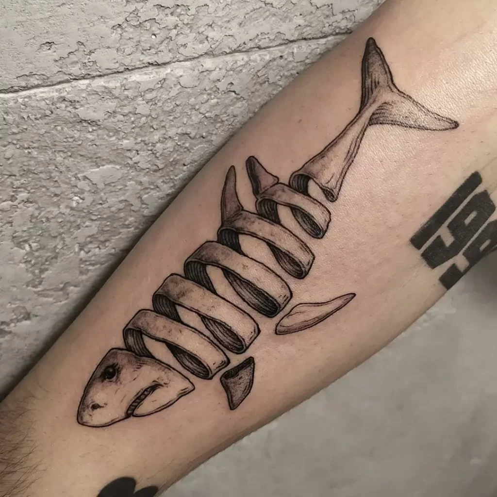 Shark tattoo on the arm for men