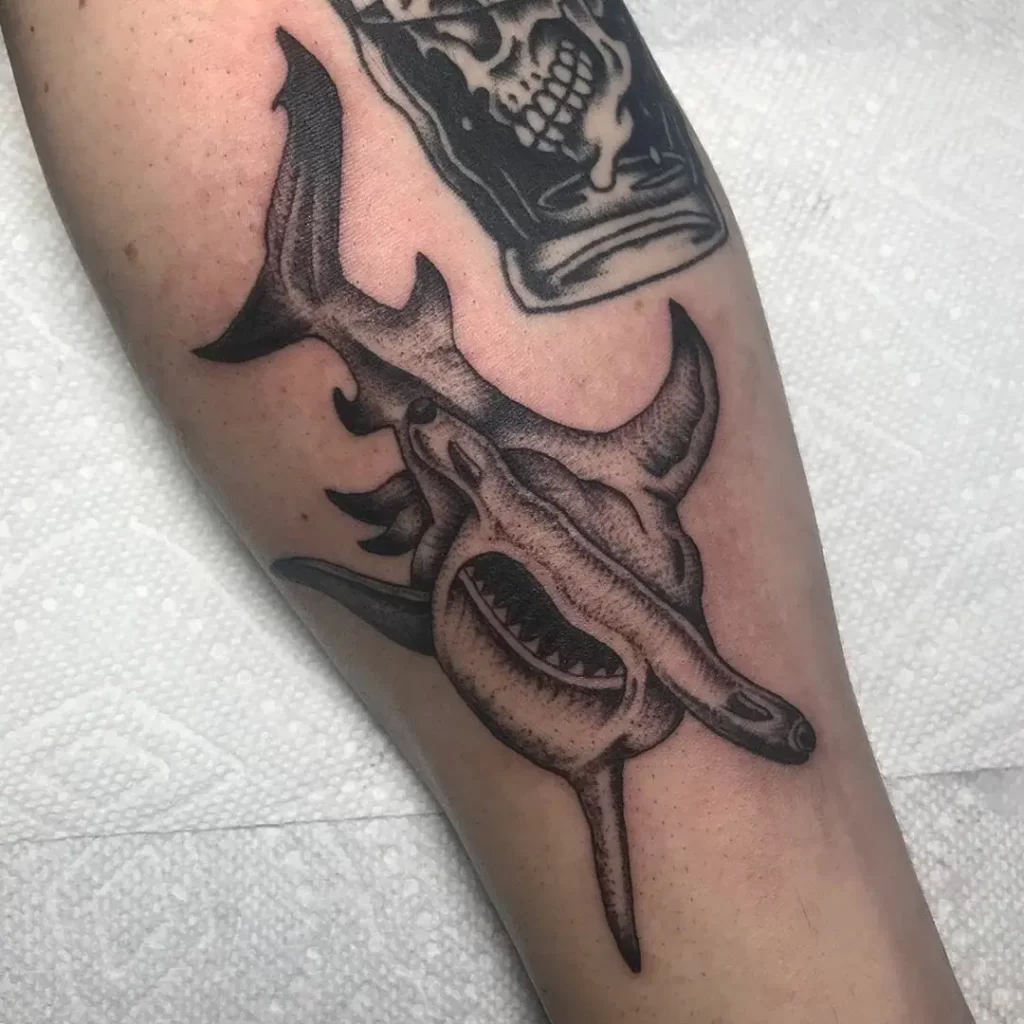 Shark tattoo on forearm for men