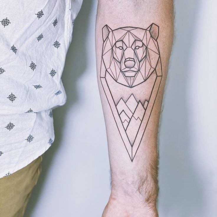 Bear tattoo on the forearm for men